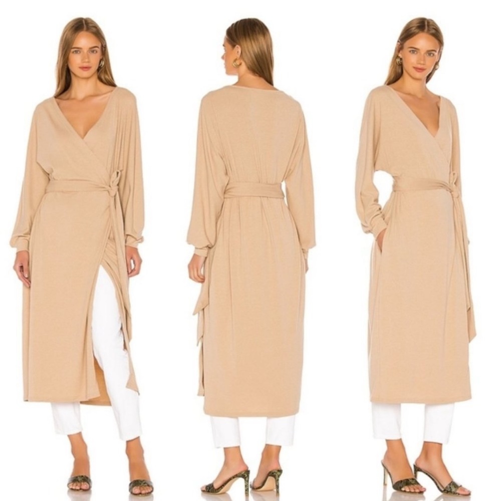 LPA Revolve LA Ribbed Sweater Wrap Dress